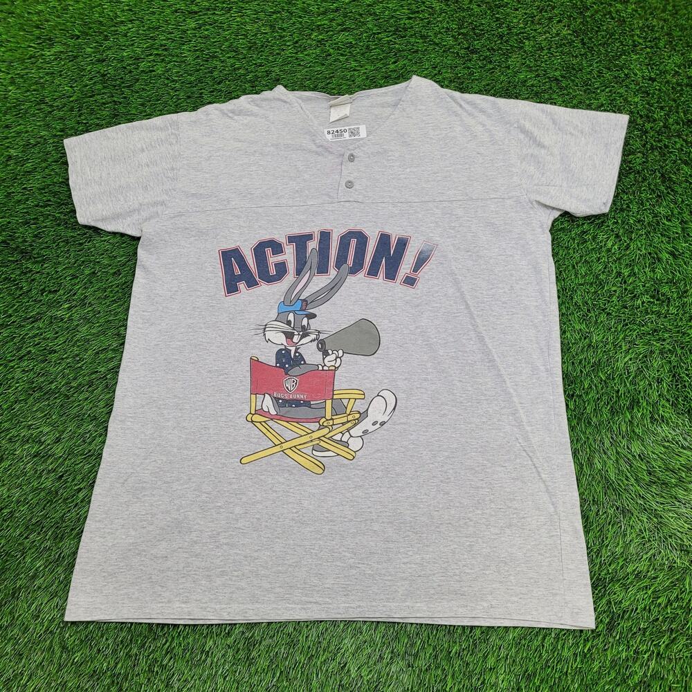 Vintage 1991 Bugs-Bunny Henley Shirt 2XL 26x33 Looney-Tunes USA